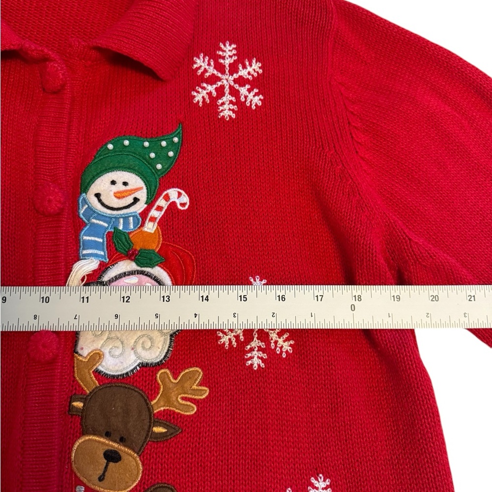 Basic Editions Red Holiday Cardigan - Picture 4 of 10